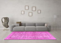 Machine Washable Persian Pink Traditional Rug, wshtr2952pnk