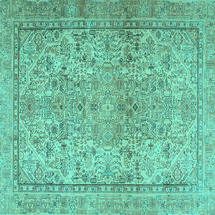 Square Persian Turquoise Traditional Rug, tr2952turq