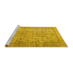 Sideview of Machine Washable Persian Yellow Traditional Rug, wshtr2952yw
