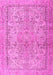 Machine Washable Persian Pink Traditional Rug, wshtr2952pnk