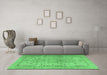 Machine Washable Persian Emerald Green Traditional Area Rugs in a Living Room,, wshtr2952emgrn