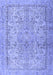 Machine Washable Persian Blue Traditional Rug, wshtr2952blu