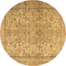 Round Persian Brown Traditional Rug, tr2952brn