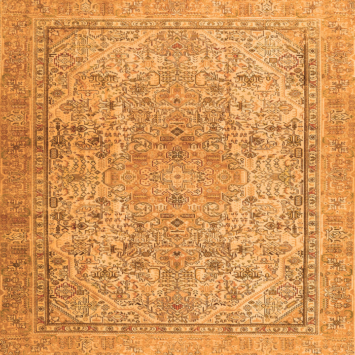 Round Machine Washable Persian Orange Traditional Area Rugs, wshtr2952org