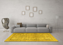 Machine Washable Persian Yellow Traditional Rug in a Living Room, wshtr2952yw