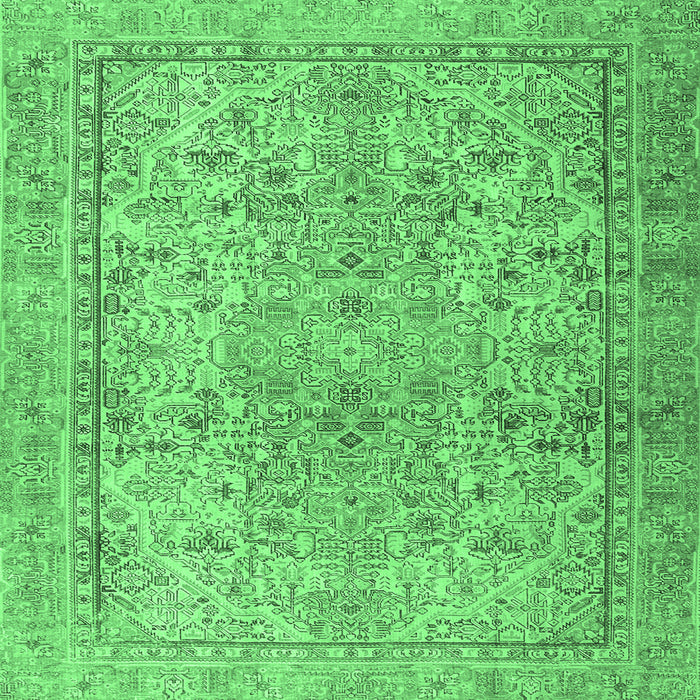 Square Persian Emerald Green Traditional Rug, tr2952emgrn