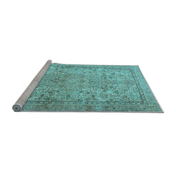 Sideview of Machine Washable Persian Light Blue Traditional Rug, wshtr2952lblu