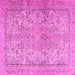 Square Machine Washable Persian Pink Traditional Rug, wshtr2952pnk