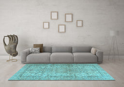 Machine Washable Persian Light Blue Traditional Rug in a Living Room, wshtr2952lblu