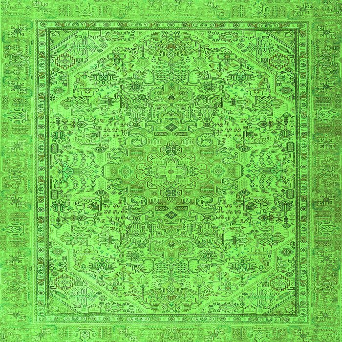 Round Machine Washable Persian Green Traditional Area Rugs, wshtr2952grn