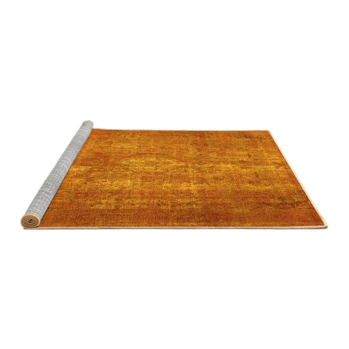 Sideview of Machine Washable Persian Yellow Traditional Rug, wshtr2953yw