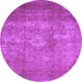 Round Persian Purple Traditional Rug, tr2953pur