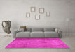 Machine Washable Persian Pink Traditional Rug in a Living Room, wshtr2953pnk