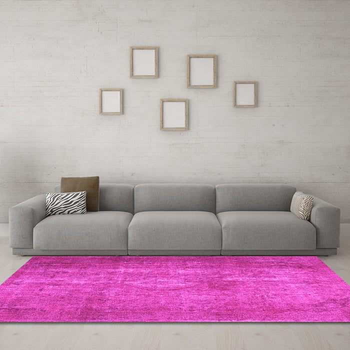 Machine Washable Persian Pink Traditional Rug in a Living Room, wshtr2953pnk