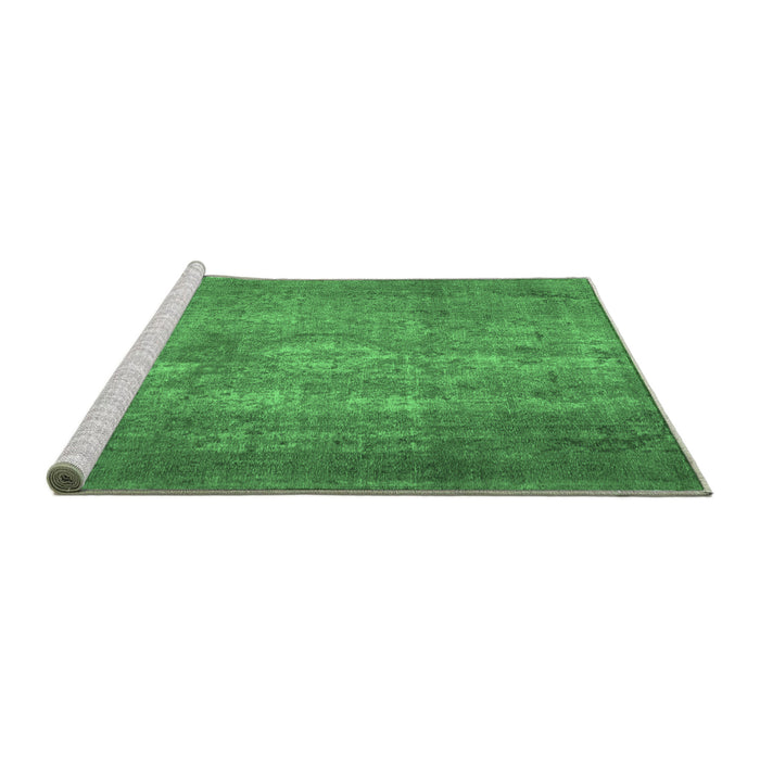 Sideview of Machine Washable Persian Emerald Green Traditional Area Rugs, wshtr2953emgrn