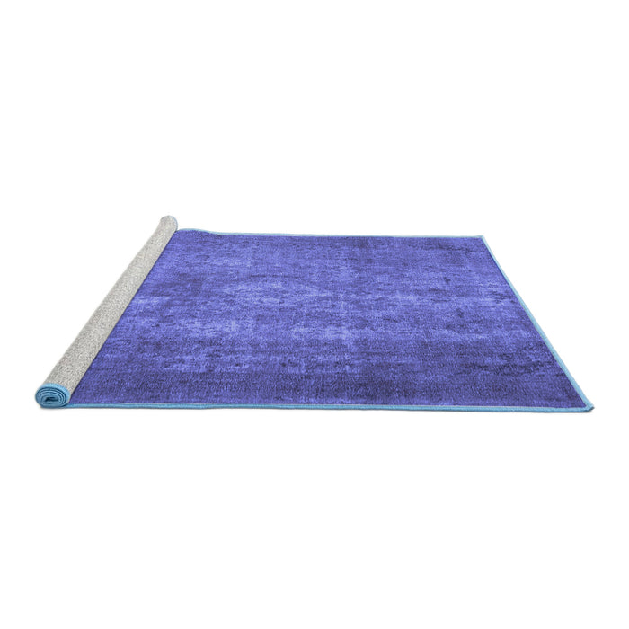 Sideview of Machine Washable Persian Blue Traditional Rug, wshtr2953blu