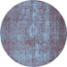 Round Persian Light Blue Traditional Rug, tr2953lblu