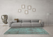 Machine Washable Persian Turquoise Traditional Area Rugs in a Living Room,, wshtr2953turq