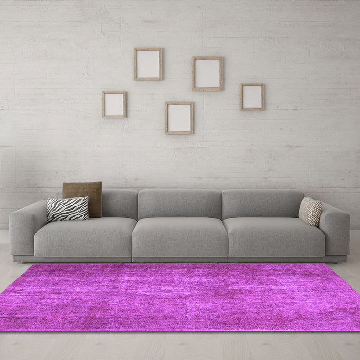 Machine Washable Persian Purple Traditional Area Rugs in a Living Room, wshtr2953pur
