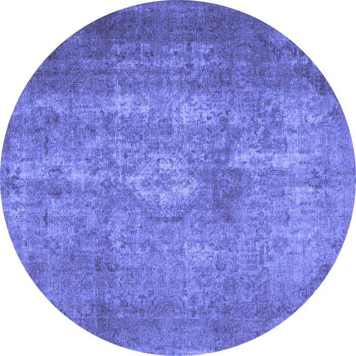 Round Machine Washable Persian Blue Traditional Rug, wshtr2953blu