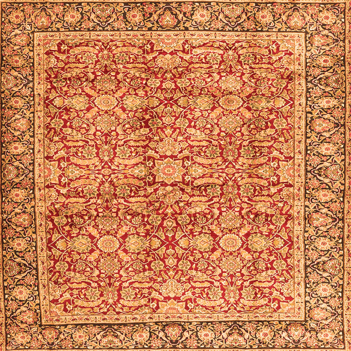 Round Machine Washable Persian Orange Traditional Area Rugs, wshtr2954org
