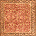 Round Machine Washable Persian Orange Traditional Area Rugs, wshtr2954org