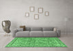 Machine Washable Persian Emerald Green Traditional Area Rugs in a Living Room,, wshtr2954emgrn