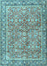 Machine Washable Persian Light Blue Traditional Rug, wshtr2954lblu