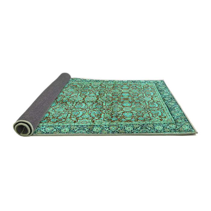 Sideview of Persian Turquoise Traditional Rug, tr2954turq