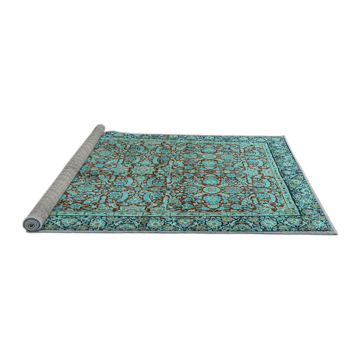 Sideview of Machine Washable Persian Light Blue Traditional Rug, wshtr2954lblu