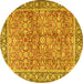 Round Persian Yellow Traditional Rug, tr2954yw