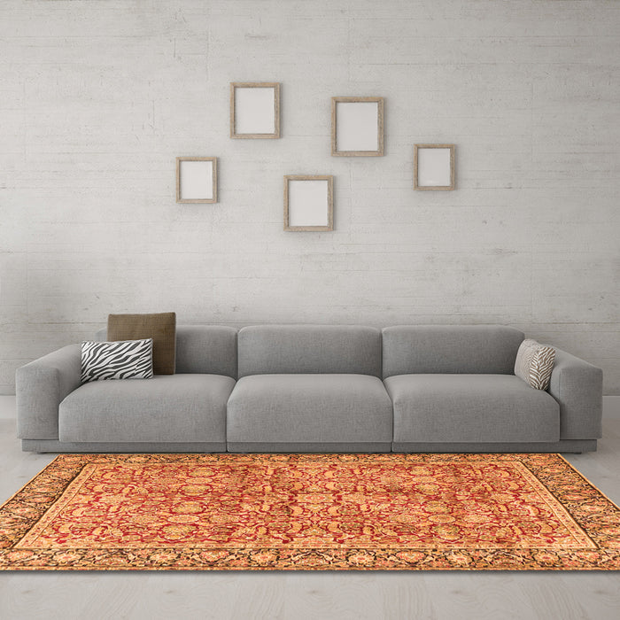 Machine Washable Persian Orange Traditional Area Rugs in a Living Room, wshtr2954org