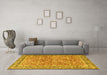 Machine Washable Persian Yellow Traditional Rug in a Living Room, wshtr2954yw