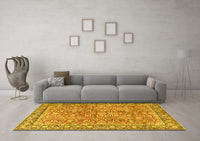 Machine Washable Persian Yellow Traditional Rug, wshtr2954yw