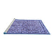 Sideview of Machine Washable Persian Blue Traditional Rug, wshtr2954blu