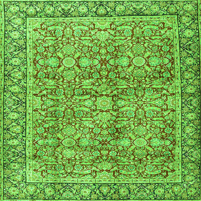 Round Machine Washable Persian Green Traditional Area Rugs, wshtr2954grn