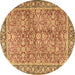 Round Persian Brown Traditional Rug, tr2954brn