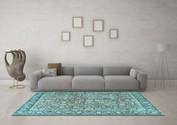 Machine Washable Persian Light Blue Traditional Rug in a Living Room, wshtr2954lblu