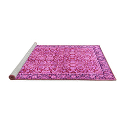 Sideview of Machine Washable Persian Pink Traditional Rug, wshtr2954pnk