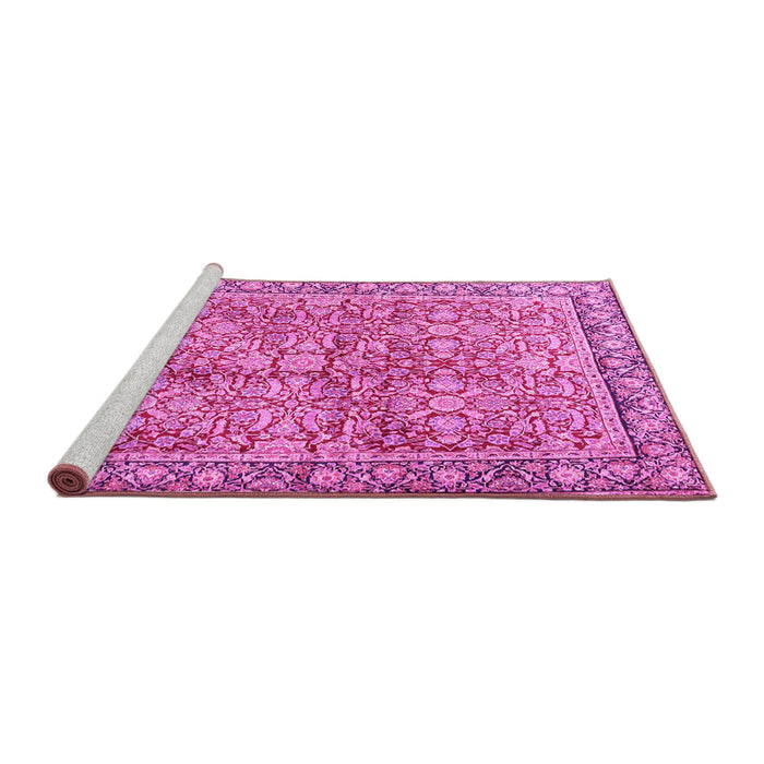 Sideview of Machine Washable Persian Pink Traditional Rug, wshtr2954pnk