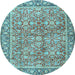 Round Persian Light Blue Traditional Rug, tr2954lblu