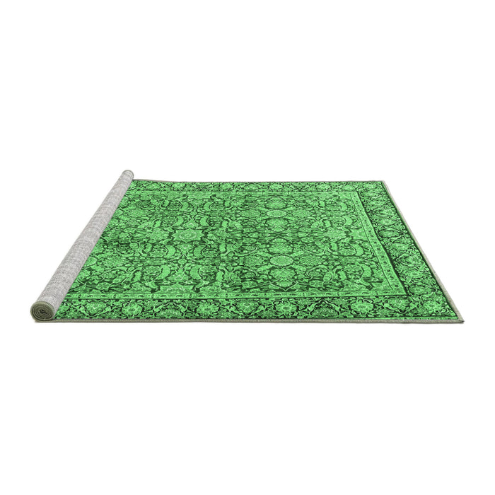 Sideview of Machine Washable Persian Emerald Green Traditional Area Rugs, wshtr2954emgrn