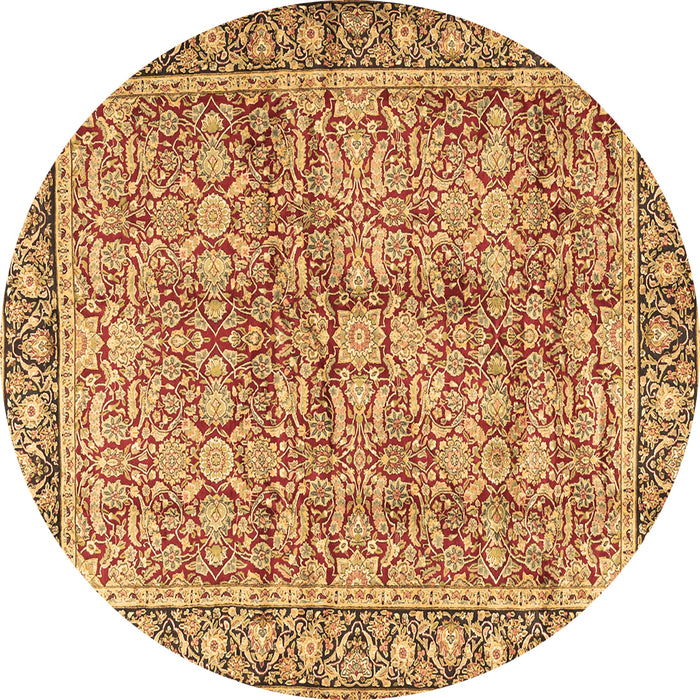 Round Machine Washable Persian Brown Traditional Rug, wshtr2954brn