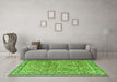 Machine Washable Persian Green Traditional Area Rugs in a Living Room,, wshtr2954grn