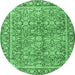 Round Persian Emerald Green Traditional Rug, tr2954emgrn