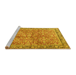 Sideview of Machine Washable Persian Yellow Traditional Rug, wshtr2954yw