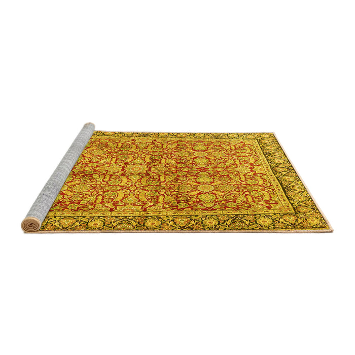 Sideview of Machine Washable Persian Yellow Traditional Rug, wshtr2954yw
