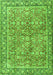 Serging Thickness of Machine Washable Persian Green Traditional Area Rugs, wshtr2954grn