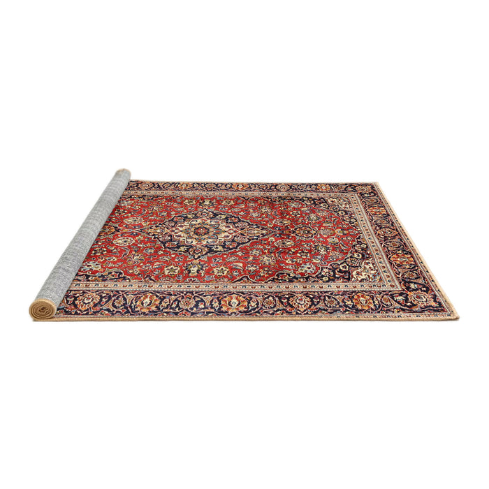 Sideview of Machine Washable Traditional Saffron Red Rug, wshtr2955