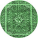 Round Medallion Emerald Green Traditional Rug, tr2955emgrn